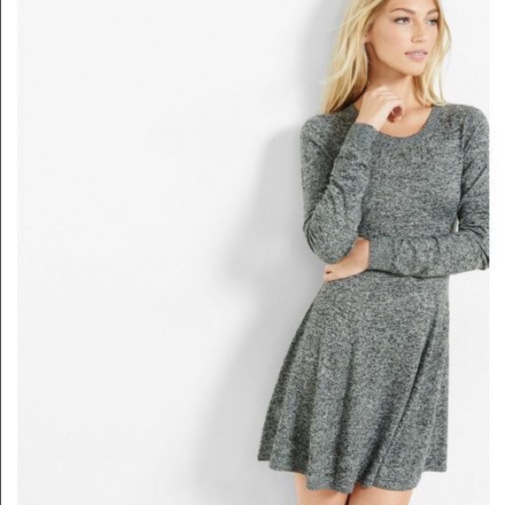 Express Hint Of Cashmere Fit & Flare Sweater Dress
